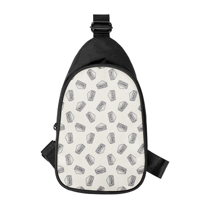 Grey Doodle Sandwich Pattern Print Chest Bag