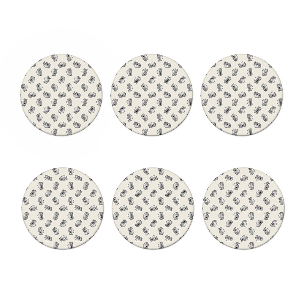 Grey Doodle Sandwich Pattern Print Coaster Set