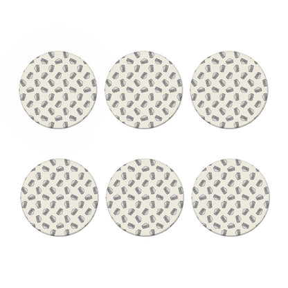 Grey Doodle Sandwich Pattern Print Coaster Set