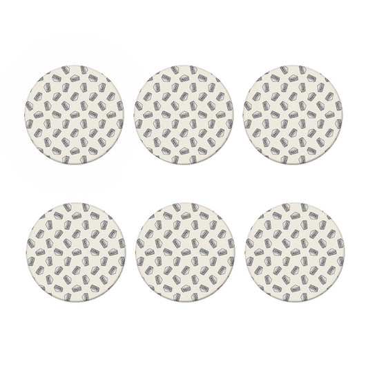 Grey Doodle Sandwich Pattern Print Coaster Set