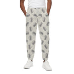 Grey Doodle Sandwich Pattern Print Cotton Pants