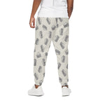 Grey Doodle Sandwich Pattern Print Cotton Pants