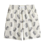 Grey Doodle Sandwich Pattern Print Cotton Shorts
