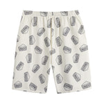 Grey Doodle Sandwich Pattern Print Cotton Shorts