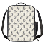 Grey Doodle Sandwich Pattern Print Crossbody Lunch Bag