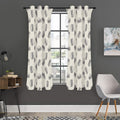 Grey Doodle Sandwich Pattern Print Grommet Curtain Panels