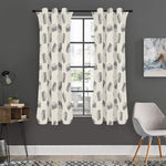 Grey Doodle Sandwich Pattern Print Curtain