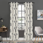 Grey Doodle Sandwich Pattern Print Curtain
