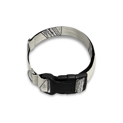 Grey Doodle Sandwich Pattern Print Dog Collar