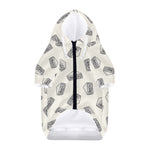 Grey Doodle Sandwich Pattern Print Dog Zip Up Hoodie