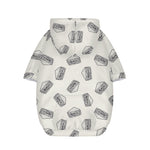 Grey Doodle Sandwich Pattern Print Dog Zip Up Hoodie