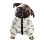 Grey Doodle Sandwich Pattern Print Dog Zip Up Jacket