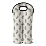 Grey Doodle Sandwich Pattern Print Double Neoprene Wine Tote