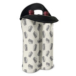 Grey Doodle Sandwich Pattern Print Double Neoprene Wine Tote