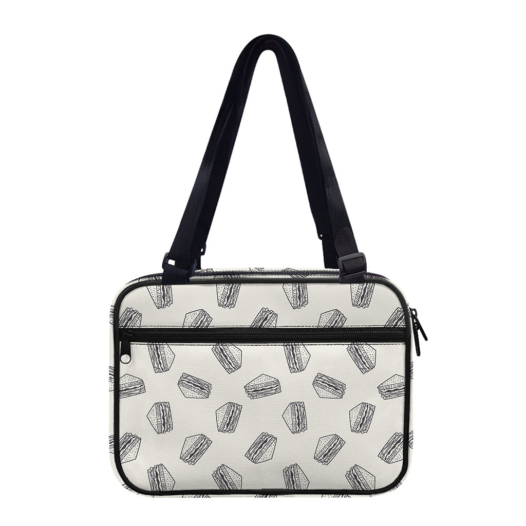 Grey Doodle Sandwich Pattern Print Double Strap Bible Bag