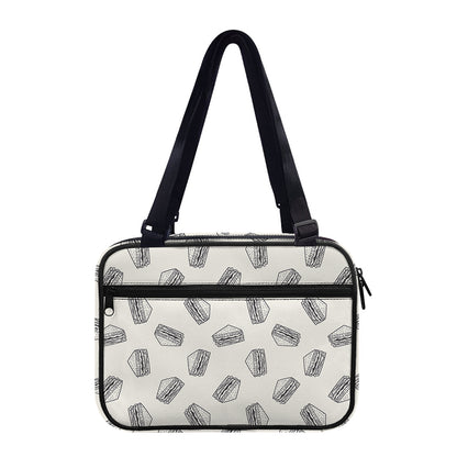 Grey Doodle Sandwich Pattern Print Double Strap Bible Bag