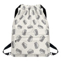 Grey Doodle Sandwich Pattern Print Drawstring Backpack