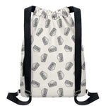 Grey Doodle Sandwich Pattern Print Drawstring Backpack