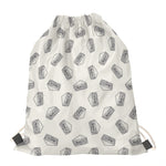 Grey Doodle Sandwich Pattern Print Drawstring Bag