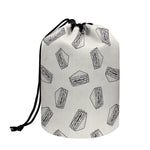 Grey Doodle Sandwich Pattern Print Drawstring Makeup Bag