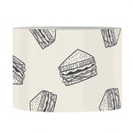 Grey Doodle Sandwich Pattern Print Drum Lamp Shade