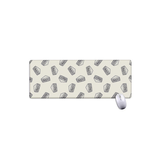 Grey Doodle Sandwich Pattern Print Extended Mouse Pad