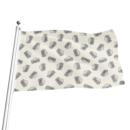 Grey Doodle Sandwich Pattern Print Flag