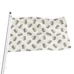 Grey Doodle Sandwich Pattern Print Flag