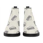 Grey Doodle Sandwich Pattern Print Flat Ankle Boots