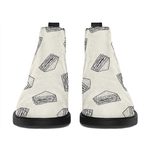 Grey Doodle Sandwich Pattern Print Flat Ankle Boots