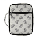 Grey Doodle Sandwich Pattern Print Front Pocket Bible Bag