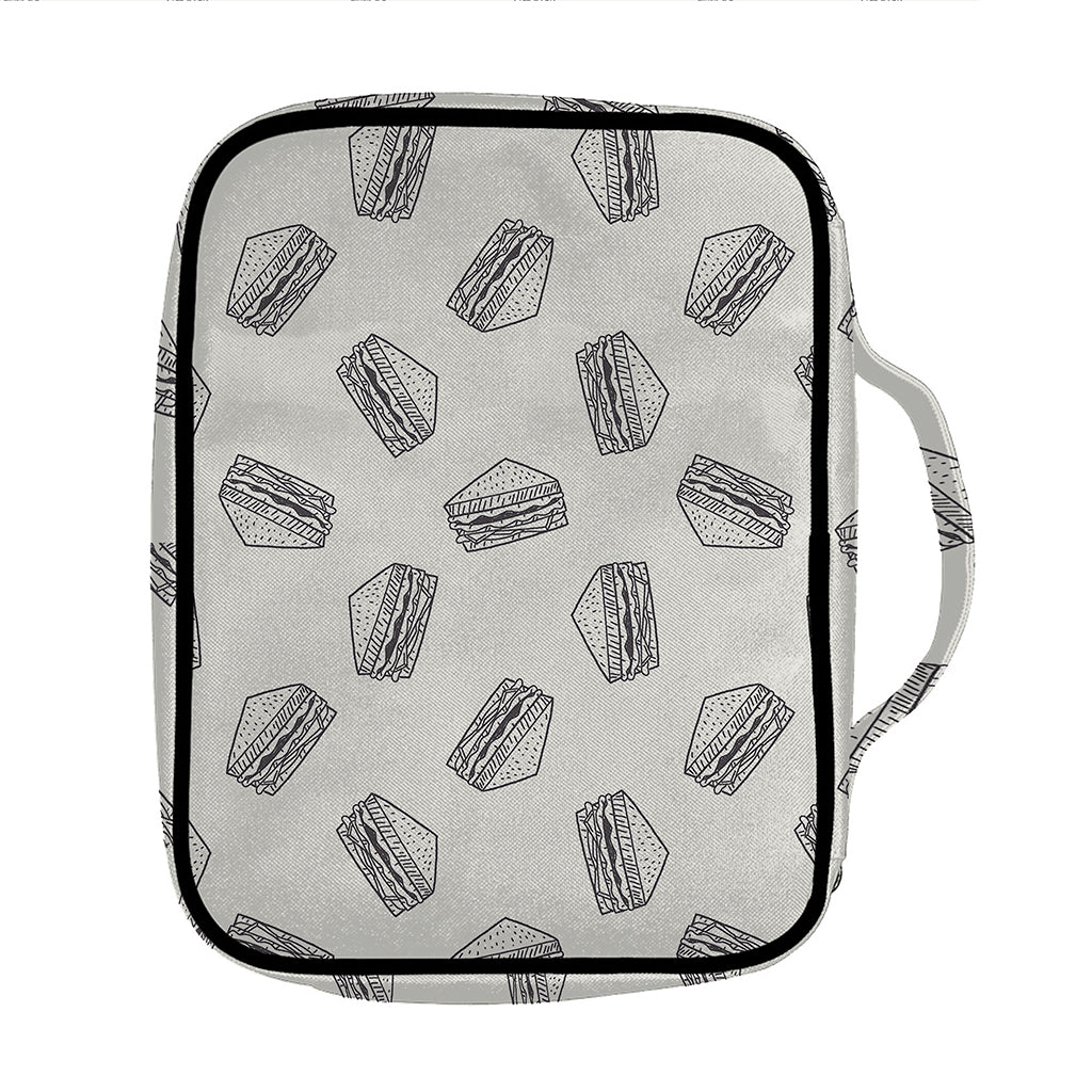 Grey Doodle Sandwich Pattern Print Front Pocket Bible Bag