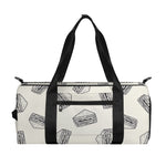 Grey Doodle Sandwich Pattern Print Gym Bag