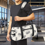 Grey Doodle Sandwich Pattern Print Gym Bag