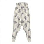 Grey Doodle Sandwich Pattern Print Hammer Pants