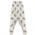 Grey Doodle Sandwich Pattern Print Hammer Pants