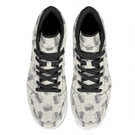 Grey Doodle Sandwich Pattern Print High Top Leather Sneakers