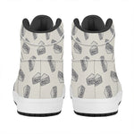 Grey Doodle Sandwich Pattern Print High Top Leather Sneakers