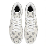 Grey Doodle Sandwich Pattern Print High Top Leather Sneakers