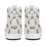 Grey Doodle Sandwich Pattern Print High Top Leather Sneakers