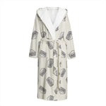 Grey Doodle Sandwich Pattern Print Hooded Bathrobe
