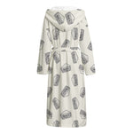 Grey Doodle Sandwich Pattern Print Hooded Bathrobe