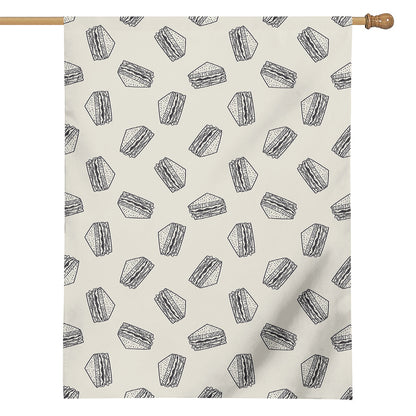 Grey Doodle Sandwich Pattern Print House Flag