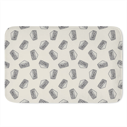 Grey Doodle Sandwich Pattern Print Indoor Door Mat