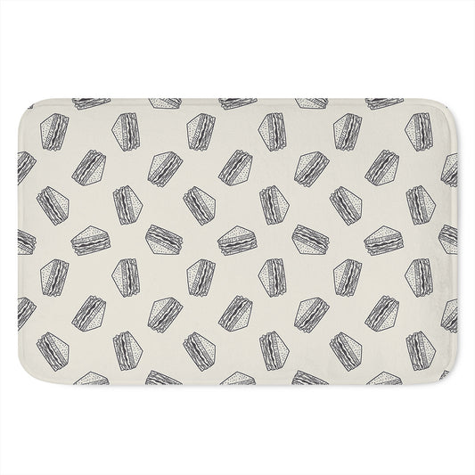 Grey Doodle Sandwich Pattern Print Indoor Door Mat