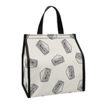 Grey Doodle Sandwich Pattern Print Insulated Lunch Tote