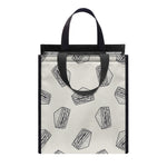 Grey Doodle Sandwich Pattern Print Insulated Lunch Tote