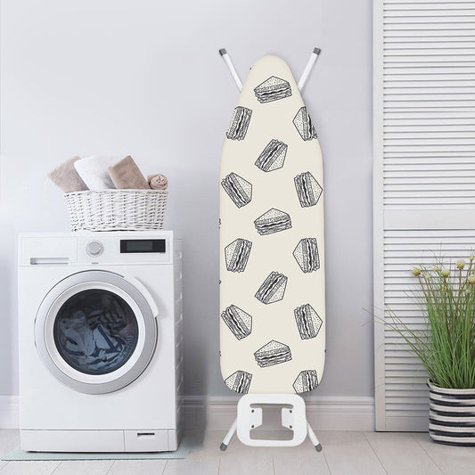 Grey Doodle Sandwich Pattern Print Ironing Board Cover
