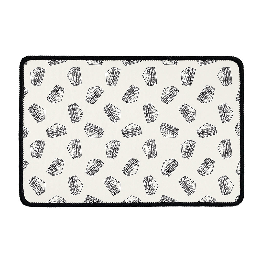 Grey Doodle Sandwich Pattern Print Kitchen Mat
