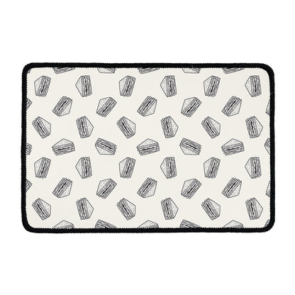Grey Doodle Sandwich Pattern Print Kitchen Mat